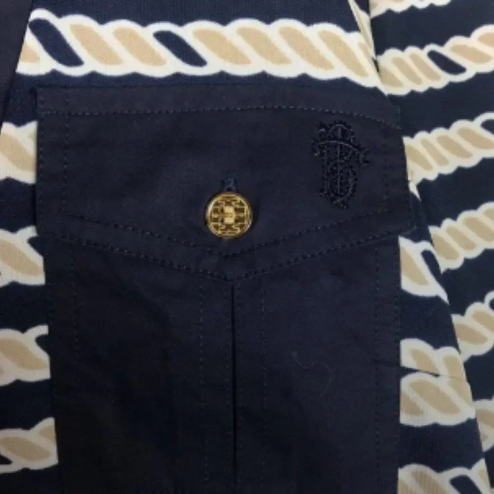 Tory Burch Suzette Shirt dress nautical navy rope size small